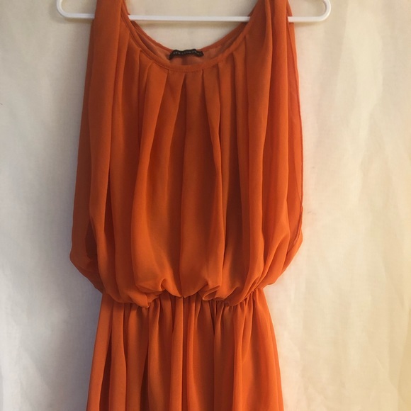 Orange Ruched Mini Dress - Picture 1 of 4